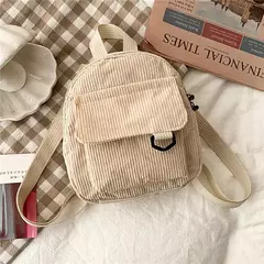 Mini mochila feminina, mochila escolar de veludo simples pequena, grande capacidade, mochila feminina durável, monocromática, casual, viajando, moda