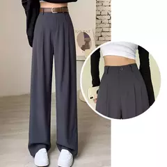 Calça feminina clássica de cintura alta, calça larga, reta, clássica, verão, outono, fato da moda, Lady, 2022 - loja online