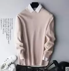Pulôver de caxemira masculino, suéter clássico de algodão quente, camisa para outono e inverno, 2022