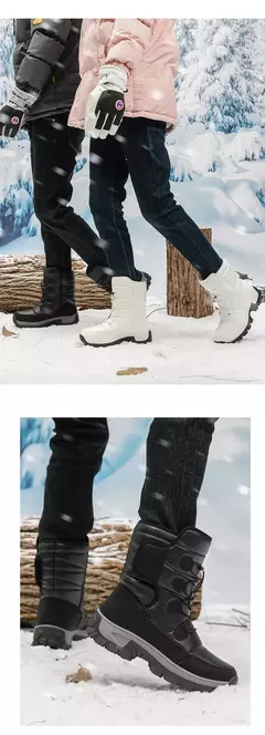 Botas de neve de pelúcia quente para homens, botas impermeáveis de motocicleta, botas antiderrapantes, top alto, novo, inverno - loja online