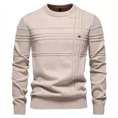 AIOPESON Mens Crewneck Pullover Sweater Knitted Cotton Stripped Quality Autumn Winter Warm Sweaters for Men - loja online