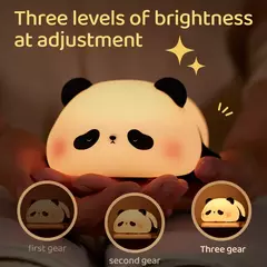 Panda led night light bonito silicone night light usb recarregável toque noite lâmpada quarto cronometragem decoração presente das crianças
