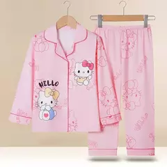 Sanrio Cinnamon Kuromi Pijama infantil, pijama solto, cardigã casual, manga longa, minha melodia, roupas de anime kawaii, gola aleta
