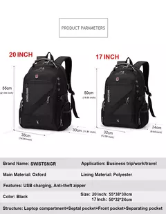 2024 à prova dwaterproof água 17/20 Polegada portátil mochila dos homens avião mochila de viagem das mulheres oxford saco escolar masculino moderno - Wolf Magazine