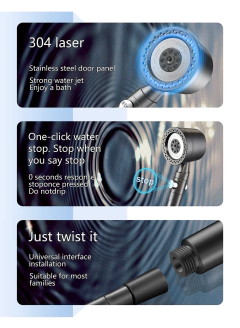 Novo filtro de poupança água alta pressão cabeça chuveiro 5 modos handheld cabeça chuveiro um botão parar acessórios do banheiro conjunto