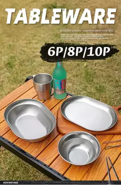 Imagem do Portátil Camping Tableware Set, prato de jantar, tigela pequena, ao ar livre, auto condução, Tour, Churrasco, 6 pcs, 8 pcs, 10pcs