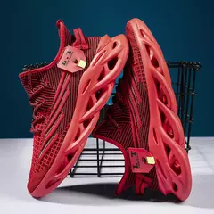 Imagem do Tênis de corrida casual masculino, tênis de corrida, tênis de malha respirável, calçados esportivos leves que absorvem choques, branco, preto, ao ar livre
