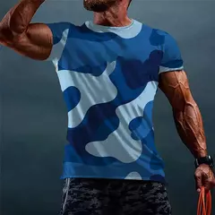 Camuflagem masculina de manga curta, camiseta com proteção UV, vestuário de pesca, vestuário de pesca, 2024 - loja online