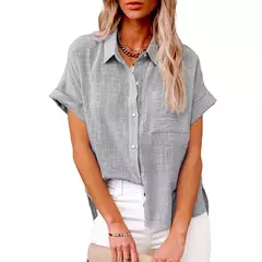 Lazer Branco Amarelo Camisas Botão Lapela Cardigan Top Lady Loose Long Sleeve Oversized Camisa Mulheres Blusas Outono Blusas Mujer - loja online