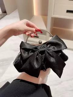 Arco de cetim branco Fairy Evening Bags para mulheres, bolsas de metal, embreagens de festa de casamento, bolsa de ombro corrente - loja online