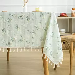 Toalha De Mesa De Mistura De Algodão Impresso Floral, Lavável Farmhouse Table Cover, Bege, Festa De Casamento, Sala De Estar, Decoração Do Chuveiro Do Bebê na internet
