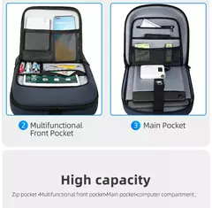 Mochila HK Slim para Homens, Sacos de Laptop, Impermeável, Minimalista, Negócios, Carregamento USB, Casual, Viagem, Trabalho, 15,6";;VERDADEIRO;;"8228-Black - loja online