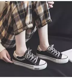 Imagem do Chunky Platform Canvas Shoes para mulheres, treinadores ao ar livre, tênis casuais para meninas, aumento de altura, treinamento