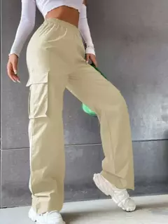 Calça casual feminina de jogger larga, calça cargueira reta chique, cintura alta elástica, calça extragrande elegante, moda feminina - Wolf Magazine