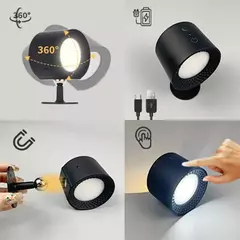 LED cabeça dupla lâmpada de parede com controle remoto, 360 ° Rotatable, USB Recarga, sem fio, portátil, Night Light para o quarto, lâmpada de leitura, Touch Control - Wolf Magazine