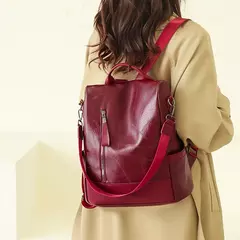 Bolsa de ombro antiroubo de couro macia para mulheres, mochila de moda simples, designer de grande capacidade, alta qualidade, nova, 2023 - Wolf Magazine