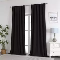 Cortina de teto alto para sala de estar, linho falso, monocromático, 100% apagão, quarto, 350m Altura - Wolf Magazine