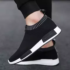 Tênis de malha respirável masculino, tênis de corrida com meias super leves, sapatos de caminhada ao ar livre, tênis masculino, novo, 2024