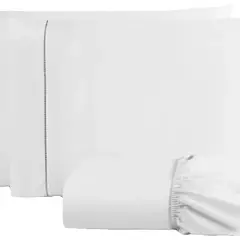 Jogo De Lençol Cama Box Queen 3 Peças Percal 400 Fios Toque Macio Cinza na internet
