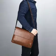 Maleta de couro PU para homens, sacola nova, bolsa de computador retro, designer lateral, bolsa crossbody mensageiro, bolsa de ombro portátil - Wolf Magazine
