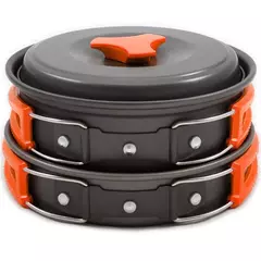 Conjunto de panelas para acampamento ao ar livre, conjunto de panelas para acampamento, 1-2 pessoas, kit de talheres para acampamento, mochilão, piquenique - Wolf Magazine