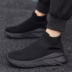 Tênis Leve Respirável Masculino, Corrida, Caminhada, Tênis de Meia, Esporte, Casual, Moda
