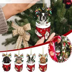 1 pçs enfeites de natal pendurado decoração presente bonito cão natal família pendurado árvore dos desenhos animados produto pingente personalizar h0o1 na internet