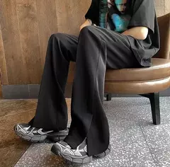 Calças largas retas para homens, terno masculino, calça preta, spandex clássico, desgaste do trabalho, roupas de alfaiataria, oferta chinesa na internet