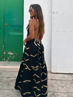 Vestido dividido sem costas sem mangas estampado feminino, sexy com decote em v, vestidos de cintura alta, férias na praia, verão, 2024 na internet