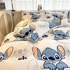 Imagem do Disney Stitch Cotton Bedding Set for Children, Quilt Cover, Fronha de linho, Lençol, Decoração do quarto, 3 Piece Set, 4 pcs