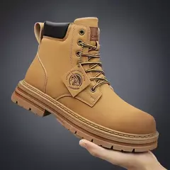 Bota de tornozelo com renda masculina, sapato de motocicleta, cano alto, verde, bota masculina de caminhada, moda inverno, novo, quente - comprar online