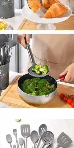 Imagem do Conjunto De Utensílios De Cozinha De Silicone Preto, Panelas Antiaderentes, Punho De Aço Inoxidável, Espátula, Batedores De Ovo, Acessórios De Utensílios De Cozinha, 15Pcs