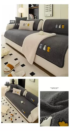 Non-Slip Cordeiro Plush Sofá Capa de Almofada, Tampa De Couro Universal, Grosso Reclinável, Pano Quente, Sala De Estar, Inverno na internet