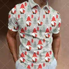 3D Natal Imprimir Polo T-shirts para homens, camisas soltas de grandes dimensões, Street Designer, mangas curtas, roupas simples, alta qualidade - comprar online