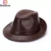 Chapéus de couro genuíno masculino, bonés de vaqueiro quentes, couro 100% real, novo estilo, moda, outono, inverno