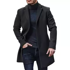 Jaqueta de lã de lapela de peito único masculina, monocromática, casual, casacos primavera e inverno, streetwear masculino - Wolf Magazine