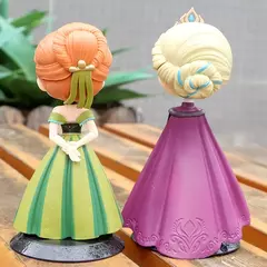 Miniso 14cm princesas q posket figuras elsa anna mulan tinker bell elsa aladdin kawaii boneca brinquedo decoração do bolo modelo menina gif - loja online