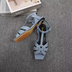 Sandálias boca de peixe com dedos abertos para mulheres, sapatos de couro luxuoso, fivela de metal, moda grande, 35-44 na internet