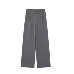Willshela-Calças direitas femininas com fecho frontal, cintura alta, comprimento total, calças chiques femininas, monocromáticas, moda vintage, senhora - comprar online