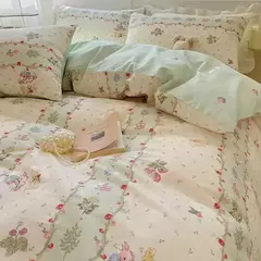 Ins Floral Bedding Set with Duvet Cover, folha plana, fronhas, sem enchimento, Full Queen Size, Hotel, Home, Soft Bed Linens, Novo, Verão