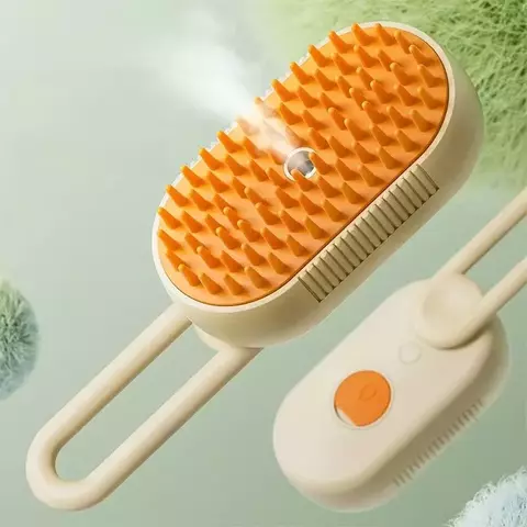 Escova elétrica 3 em 1 para cabelo de cachorro e gato, escova elétrica para limpeza de animais de estimação, spray de vapor, massagem, remoção de pelos, pente anti-voador