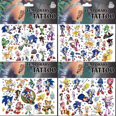 8 estilos sonic brinquedos tatuagem adesivos anime ouriço figura modelo adesivos de longa duração bonito dos desenhos animados crianças partys suprimentos presentes - loja online