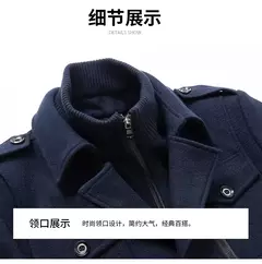 Casaco de gola dupla masculino, jaquetas quentes, casacos à prova de vento, moda outono e inverno - loja online