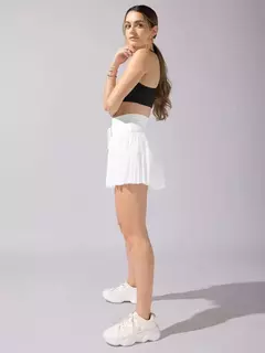 Imagem do Minissaia plissada de malha de cintura alta feminina, calção de rua feminino, monocromático, casual, curta, moda verão, Y2K, 2022