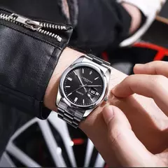 CHRONOS-Relógio de pulso masculino quartzo em aço inoxidável, impermeável, data luminosa, luxo, relógio masculino, Top Brand