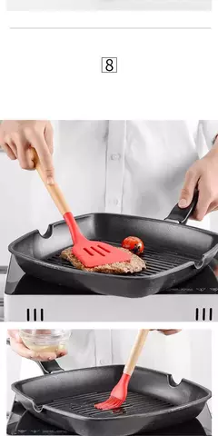 Produto comestível antiaderente silicone utensílios de cozinha turner espátula colher de madeira lidar com prático ferramenta de cozinha utensílios de cozinha - loja online