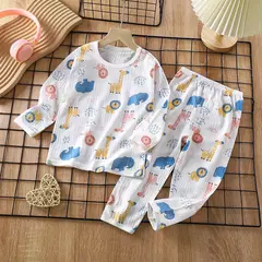 Conjunto de pijamas de manga comprida infantil, Seção fina, Roupa de bebê, Roupa doméstica, Meninos, Meninas, Crianças, Verão, Novo, 2022