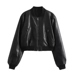 Jaqueta piloto de couro falso de motocicleta, casaco curto, moda versátil, outono e inverno, nova - comprar online