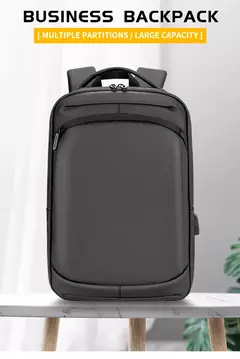 Qualidade PU Coberto Preto Cinza High School Use 16,5 polegadas Viagem Negócios USB Laptop Mochila na internet