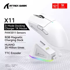 Mouse para jogos Bluetooth sem fio Attack Shark R1 X11, PAW3311, conectividade tri-mode, 59g leve, para PC, laptop e Mac